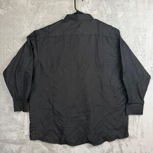 Fusion Italy Mens Slim Fit Button Down Shirt Black Long Sleeve 20-20.5 34/35